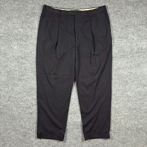 JB Britches Winston Mens Dress Pants 42R Black Pleated Front High Rise Vintage